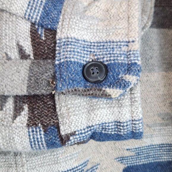 Jachs New York Men's Aztec Wool Blend Sherpa Lined Shirt Jacket Medium Shacket - Picture 5 of 8